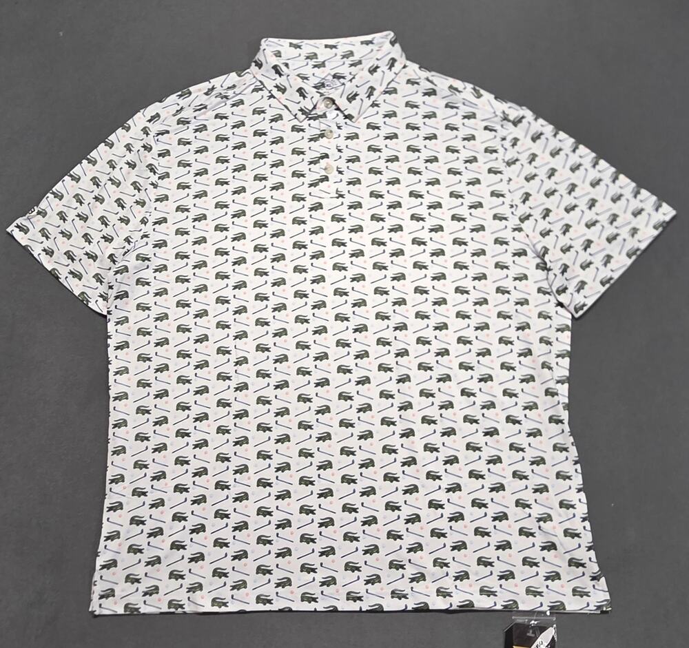 Burlebo Performance Polo Mens XL Alligator Print Golf Wicking UPF Lightweight
